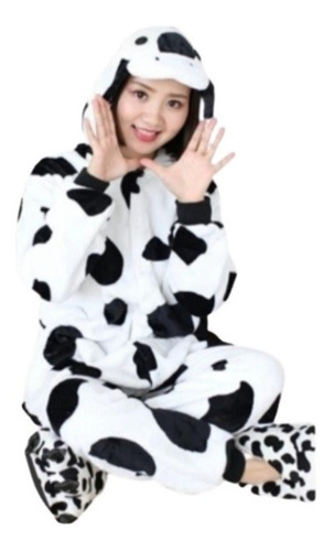 Hermosa Pijama Enterizo Con Capucha Vaca Mujer Tipo Kigurumi