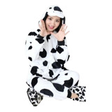 Hermosa Pijama Enterizo Con Capucha Vaca Mujer Tipo Kigurumi