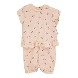 Romper Infantil Meninas Hering Kids Rosa Com Babados