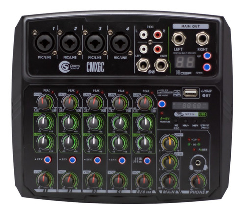 Mesa P/ Transmissão De Radio Mixer Custom Bt Sound Cmx 6c