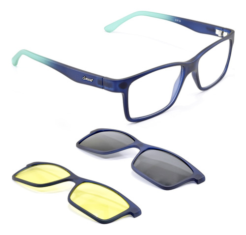 Oculos Esportivo Armação Clipon Lente Dia Noite Smart 951