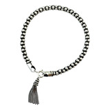 Pulseira De Prata 925 Legítima Pipoca Grossa Com Tassel