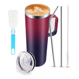 Lsxd Vaso Térmico 24oz Con Asa, Taza Café Acero Inoxidable