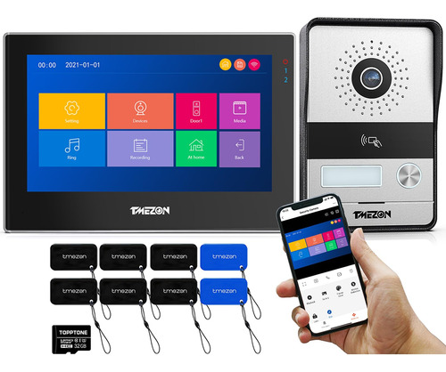 Tmezon Timbre Con Sistema De Videoportero Con Camara Y Monit