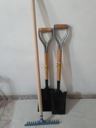 Kit Para Jardineria Pala Ancha, Pala Punta, Rastrillo Y Guan