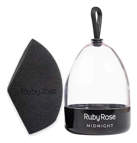 Esponja Para Maquiagem Ruby Rose Chanfrada Midnight C/ Case