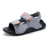 Sandalias Chancla Bebé Gris/negro Suela De Goma Velcro Niño