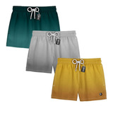 Kit 3 Shorts Praia Masculino Cores Básicas Colorido Ref1024