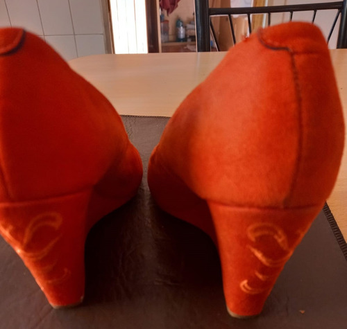 Zapatos Mujer Rojos Taco Chino 36-37
