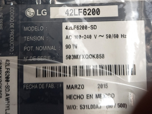 Televisor LG 42lf6200 Desarme Trizado Venta Solo Por Piezas 