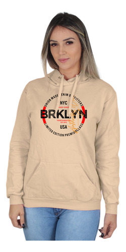 Moletom Feminino Blusa De Frio Casual Brooklyn Usa