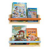 Kit 2 Prateleira Livro Infantil Montessori Fr Estreita 40cm