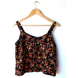 Conjunto Top Falda Gasa Floreado Forrado L Un Uso Impecable