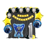 Globos Kit Batman Silueta Azul Decoración Cumpleaños