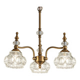 Zilanl Lmpara Colgante Vintage, 3 Luces De Cristal Dorado, A