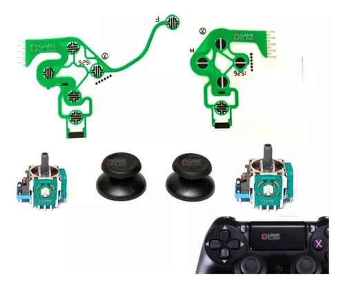 Kit De Ps4 2 Joystick Potenciómetro + Tapa + Membrana Flex