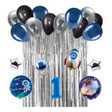 Pack Globos Astronauta Mini Espacial X 6 +nro+cortina+latex