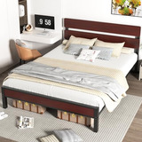 Base De Cama Queen Con Cabecera Y Base Gruesa 0.6in