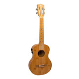 Ukelele Tenor Electroacustico Bamboo Con Funda Acolchada Color Dorado