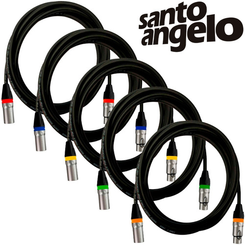 5 Cabos De Microfone Balanceado Xlr Santo Angelo - 10 Metros