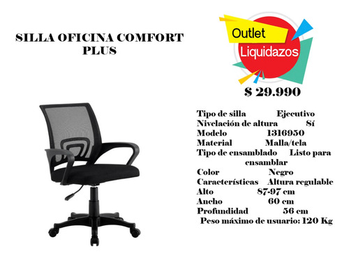 Silla De Oficina Comfort Plus