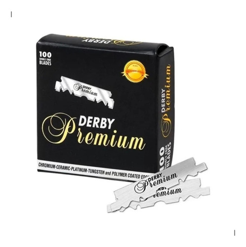 500un Lamina Derby Premium Black Cortada - Atacado Original