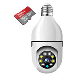 Câmera Ip 360 Giratória Lâmpada Wifi+ Cartão De Memória 32gb