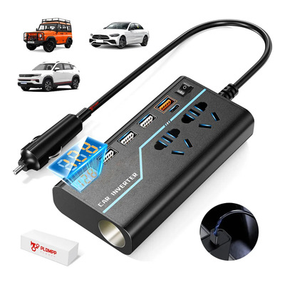 Plqmpp-m 200w Inverter, Inversor De Corriente, Convierte Dc 12v A Ac 110v, Pantalla De Volta, Toma De Corriente Del Encendedor De Cigarrillos, 8 Puertos, Cargador De Coche, Ultra Ligero, Convertidor | MercadoLibre