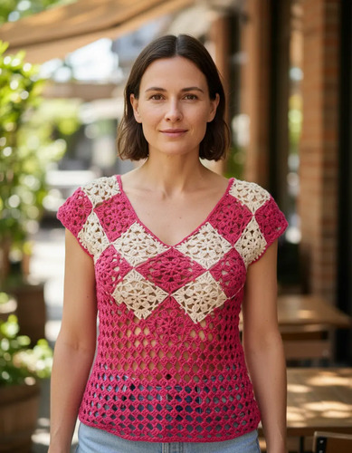 Blusa Tejida A Mano Crochet Gancho Artesanal Ganchillo
