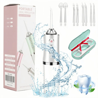 Irrigador Bucal, Limpiador Dental Con 8 Boquillas Y Caja De Hilo Dental, Water Flosser Carga, 3 Modos Ipx7 Impermeable, Apto Para Varios Miembros De La Familia, Viaje Y Ducha | MercadoLibre