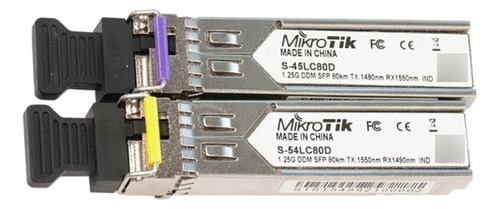 Par De Módulos Transceptor Sfp Mikrotik Mm 1.25g 80km Lc-upc