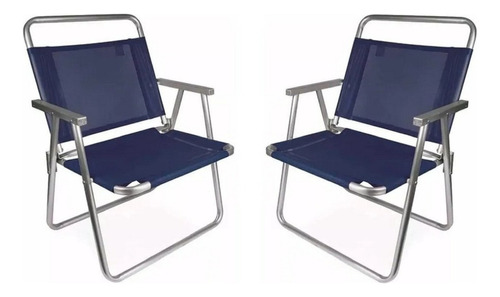 Duas Cadeiras De Praia Reforçada Oversize 140kg Alumínio