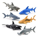 6 Tiburon Juguete Pez Animal Marino Maqueta Mar Oceano