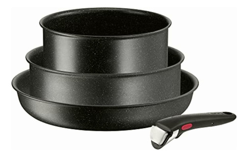 Batería De Cocina 4 Pzas T-fal Ingenio Black Stone Negra