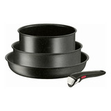 Batería De Cocina 4 Pzas T-fal Ingenio Black Stone Negra