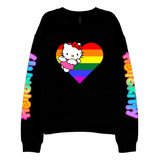 Blusa Moletom Hello Kitty Lgbt Colors Pride Coração 1080