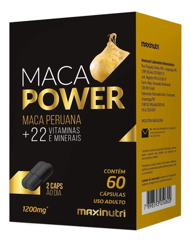 Maca Power 1200mg Vitaminas Minerais 60 Cápsulas Maxinutri