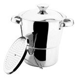 Cuscuzeira Nordestina Grande P Familia C/2,5l Aço Inox Und Cor Prata/inox