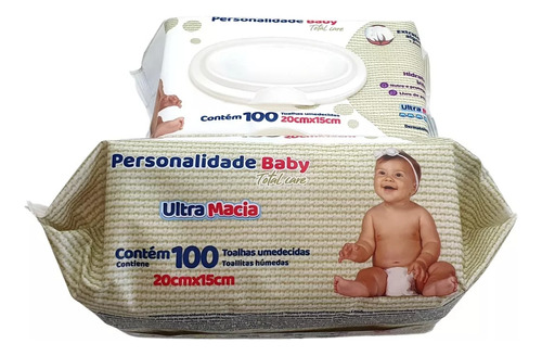 Kit/12 Toalha Umedecida Personalidade Baby Pacotes 100 Unid