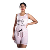 Pijama Mujer Polera Sin Mangas Y Short Diseño Media Luna