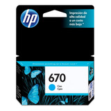 Hp Cartucho De Tinta Deskjet Ink Advantage Cyan 670