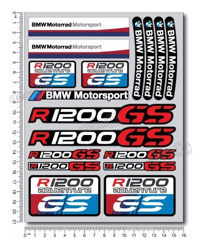 Kit Adesivos Para Capacete R1200gs Bmw Ktcp148 Cor Padrão