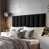 Cabeceira Modular Suede 120x20cm Preto Para Cama Queen Size