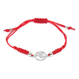 Pulsera Ola Plata Fina 925 Cordón Rojo