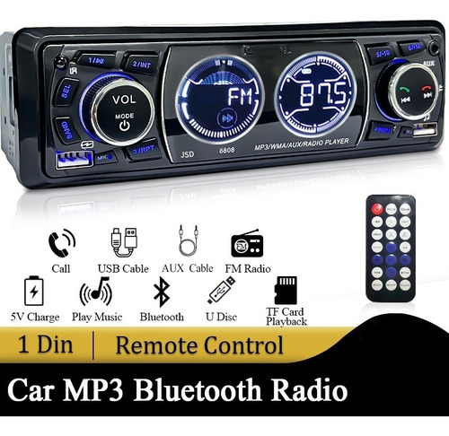 Radio De Coche, Reproductor Mp3 Estéreo, 1 Din, Bluetooth, R