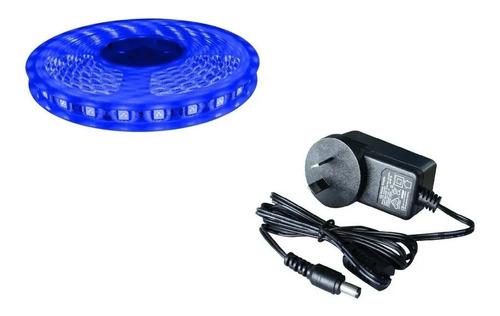 Rollo X 5 Mts Tira Led 5050 Color Azul+fuente 12v Exterior