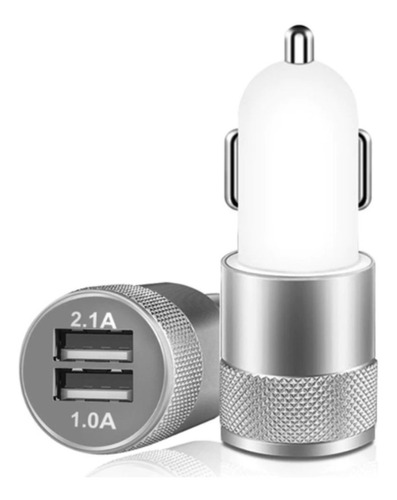 Ficha De Encendedor Con 2 Usb Plata