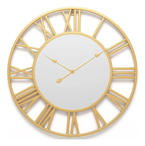 Reloj De Pared Con Espejo Redondo Vintage De Acero 40cm Deco
