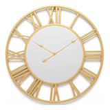 Reloj De Pared Con Espejo Redondo Vintage De Acero 40cm Deco