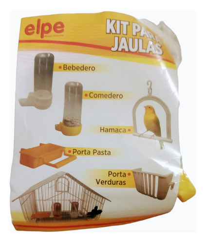 Kit Jaula Comedero Bebedero Hamaca Porta Pasta/verdura Aves